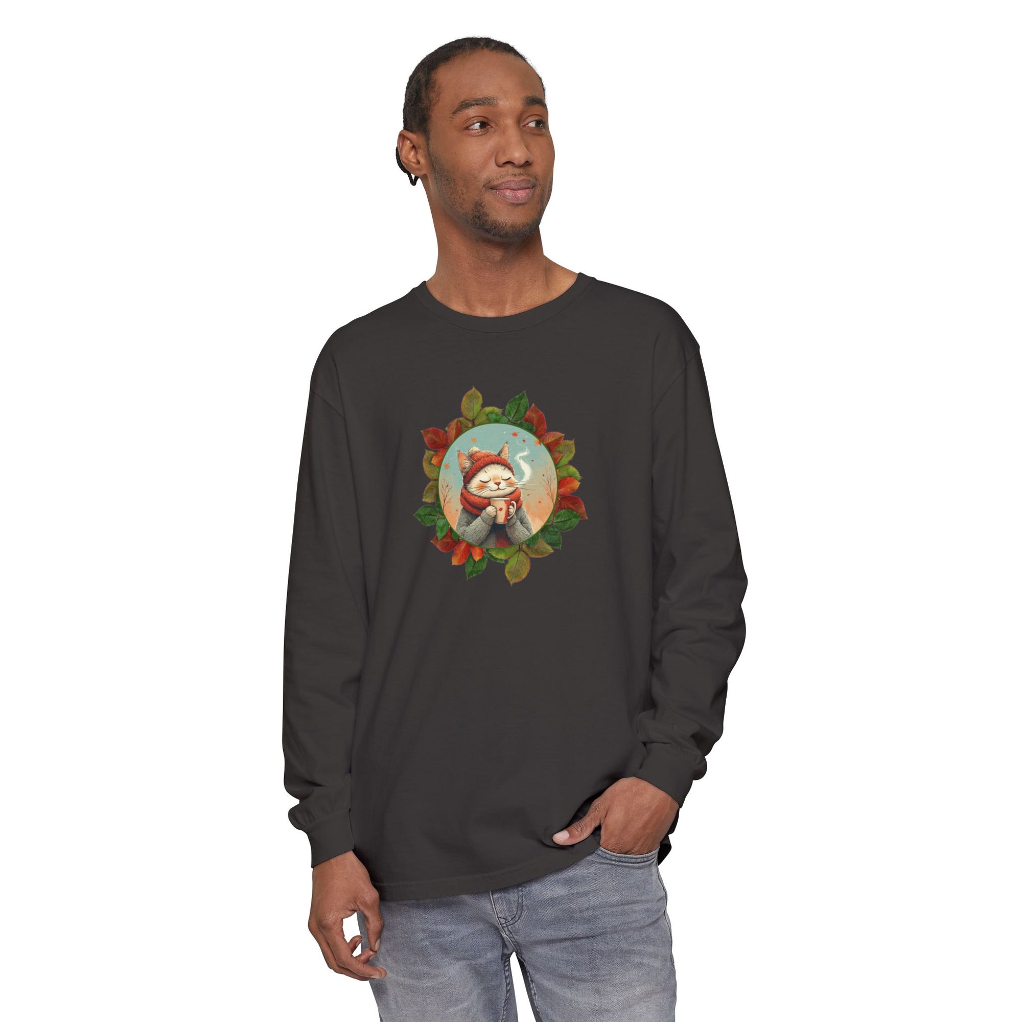 Country Autumn Kitty Long Sleeve T-Shirt | Fall Fashion