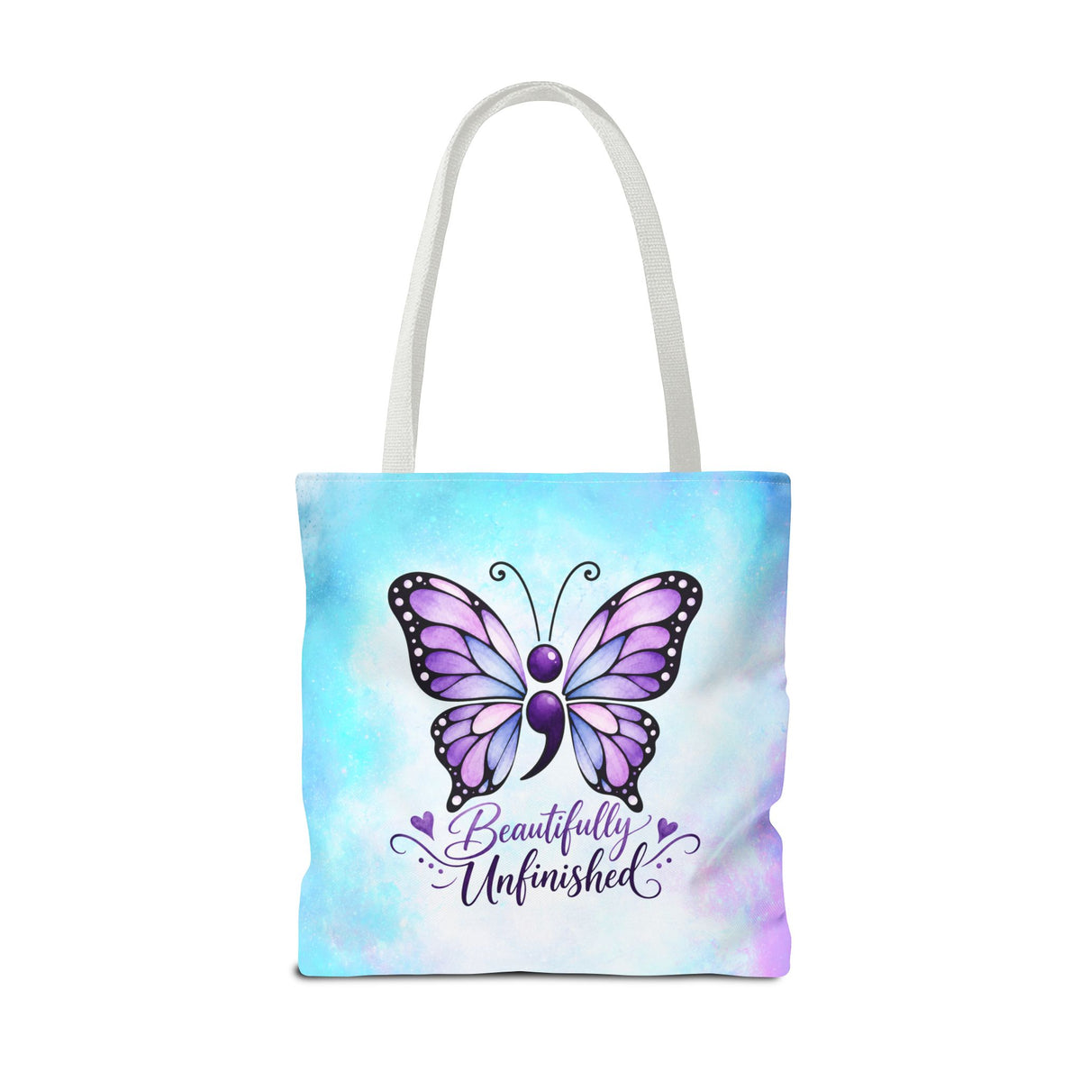 Beautifully Unfinished Semicolon Butterfly Suicide Awareness Tote Bag