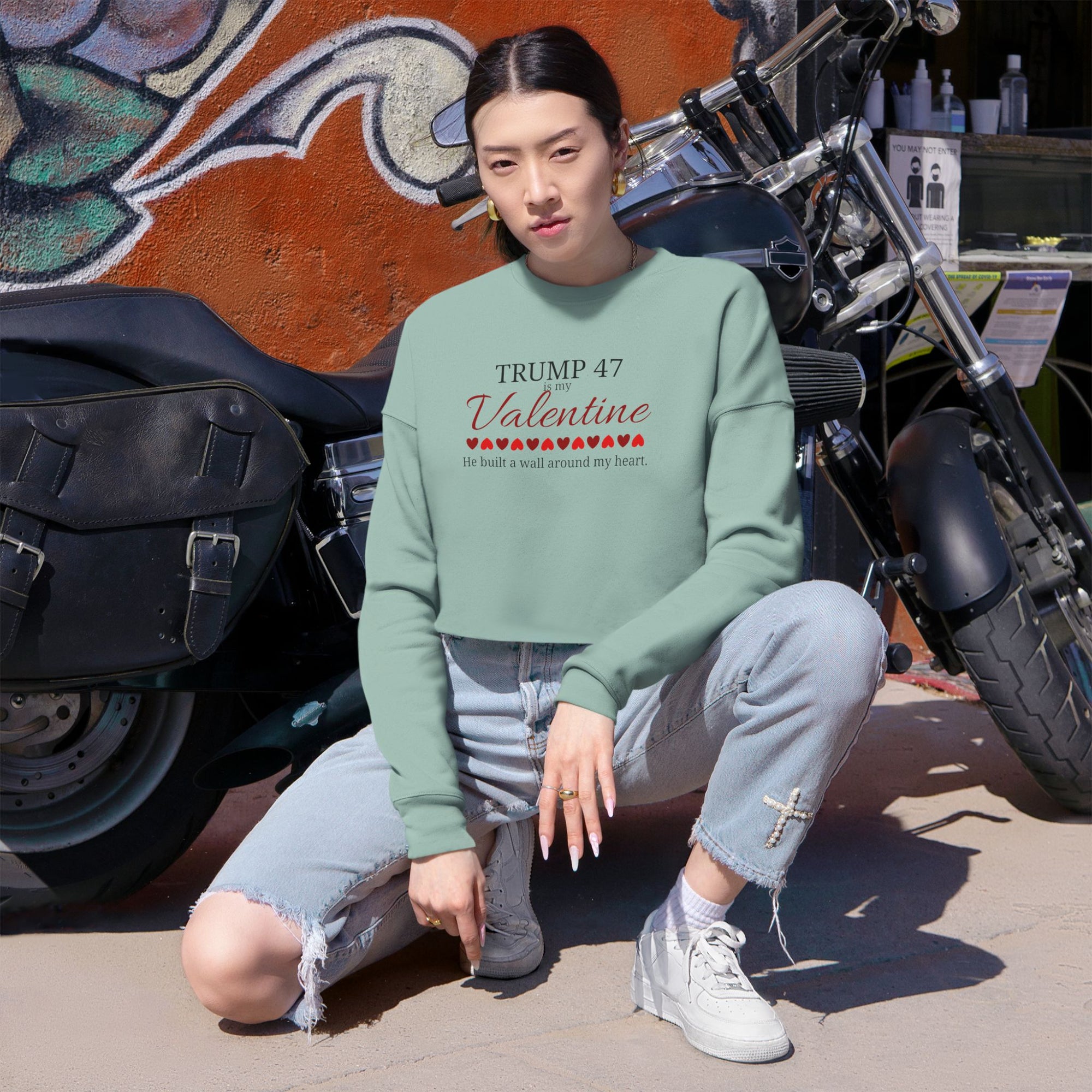 Trump 47 is my Valentine Women's Cropped Sweatshirt
