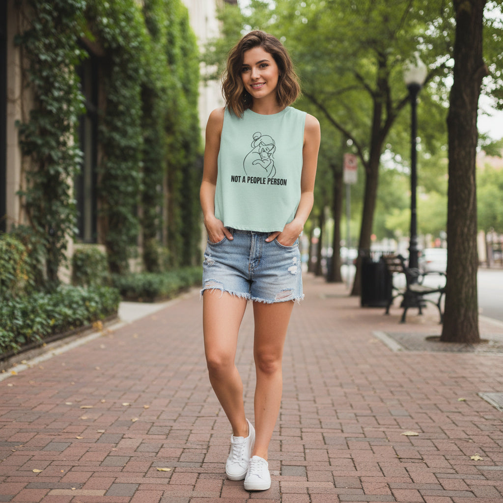 Not A People Person Cropped Tank – Soft Introvert Energy