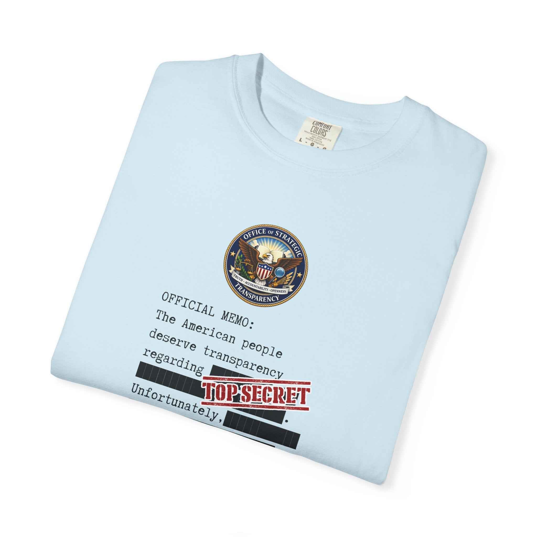 Official Memo “Top Secret” Unisex T-Shirt – Redacted Transparency Graphic Tee