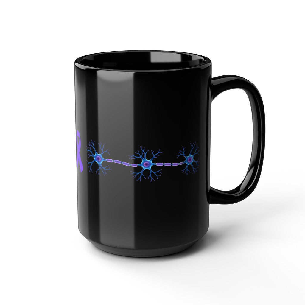 Epilepsy Awareness Neuron & Purple Ribbon Black Ceramic Mug | 11 oz & 15 oz