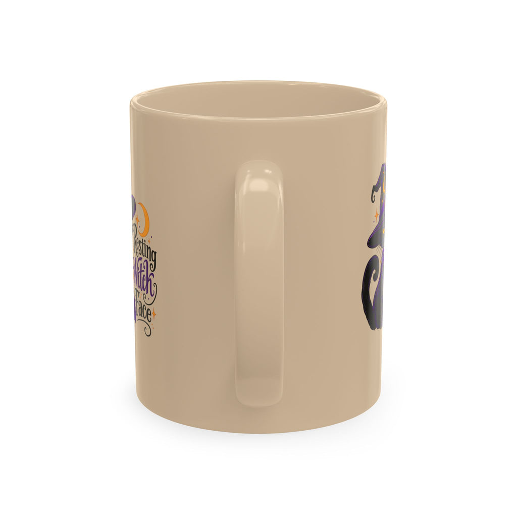 Resting Witch Face Cat Mug | 11 oz Halloween Coffee Mug