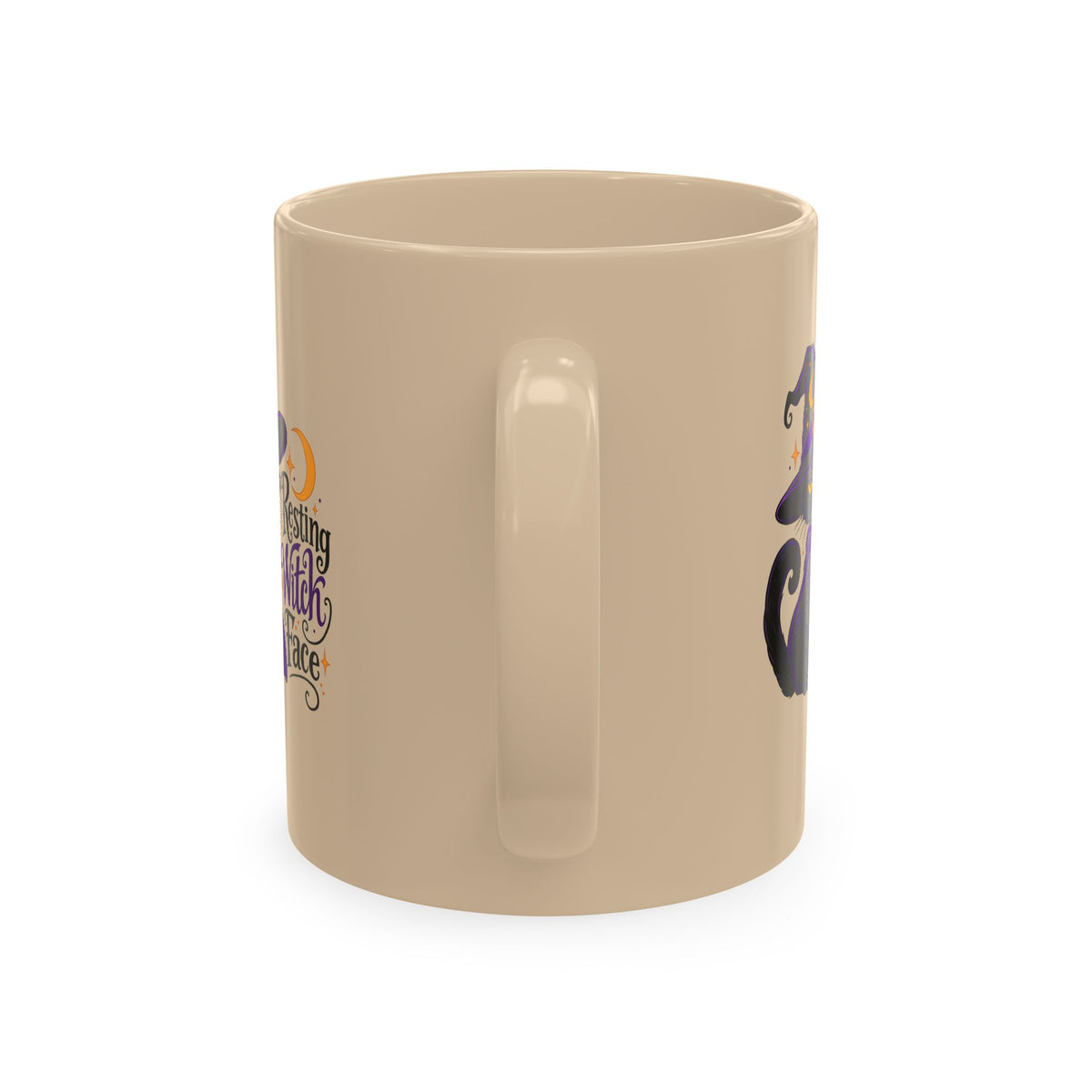Resting Witch Face Cat Mug | 11 oz Halloween Coffee Mug
