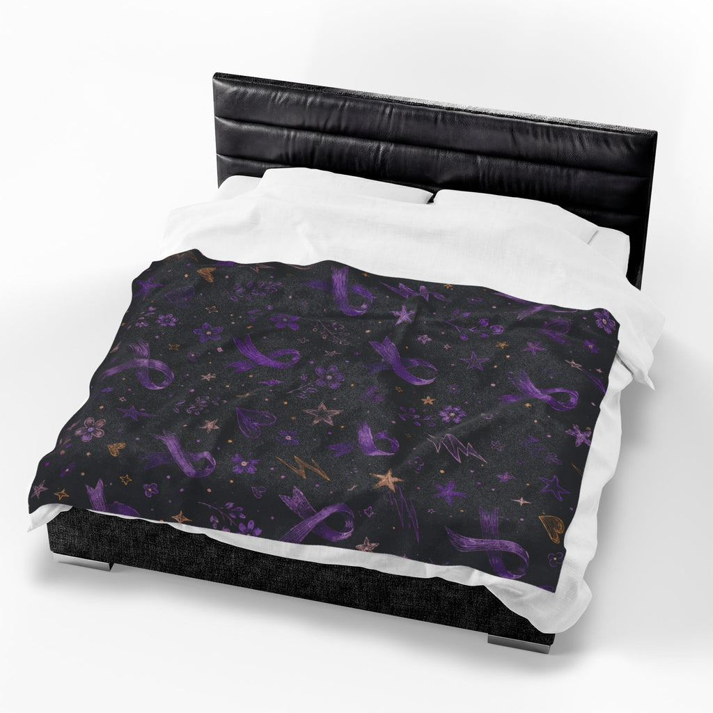 Purple Epilepsy Awareness Ribbon Velveteen Plush Blanket