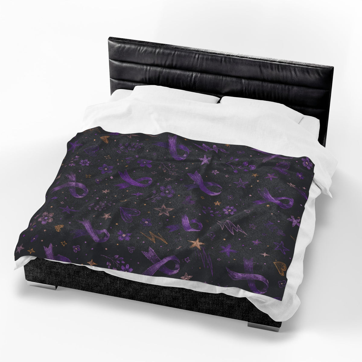 Purple Epilepsy Awareness Ribbon Velveteen Plush Blanket