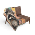 Jimothy the Raccoon Abstract Woven Throw Blanket with Fringe