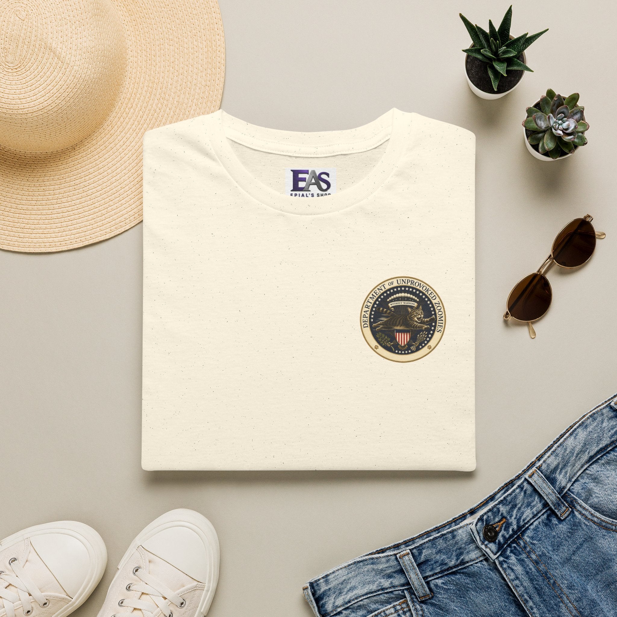 Department of Unprovoked Zoomies Cat T-Shirt | Faux Government Seal Tee