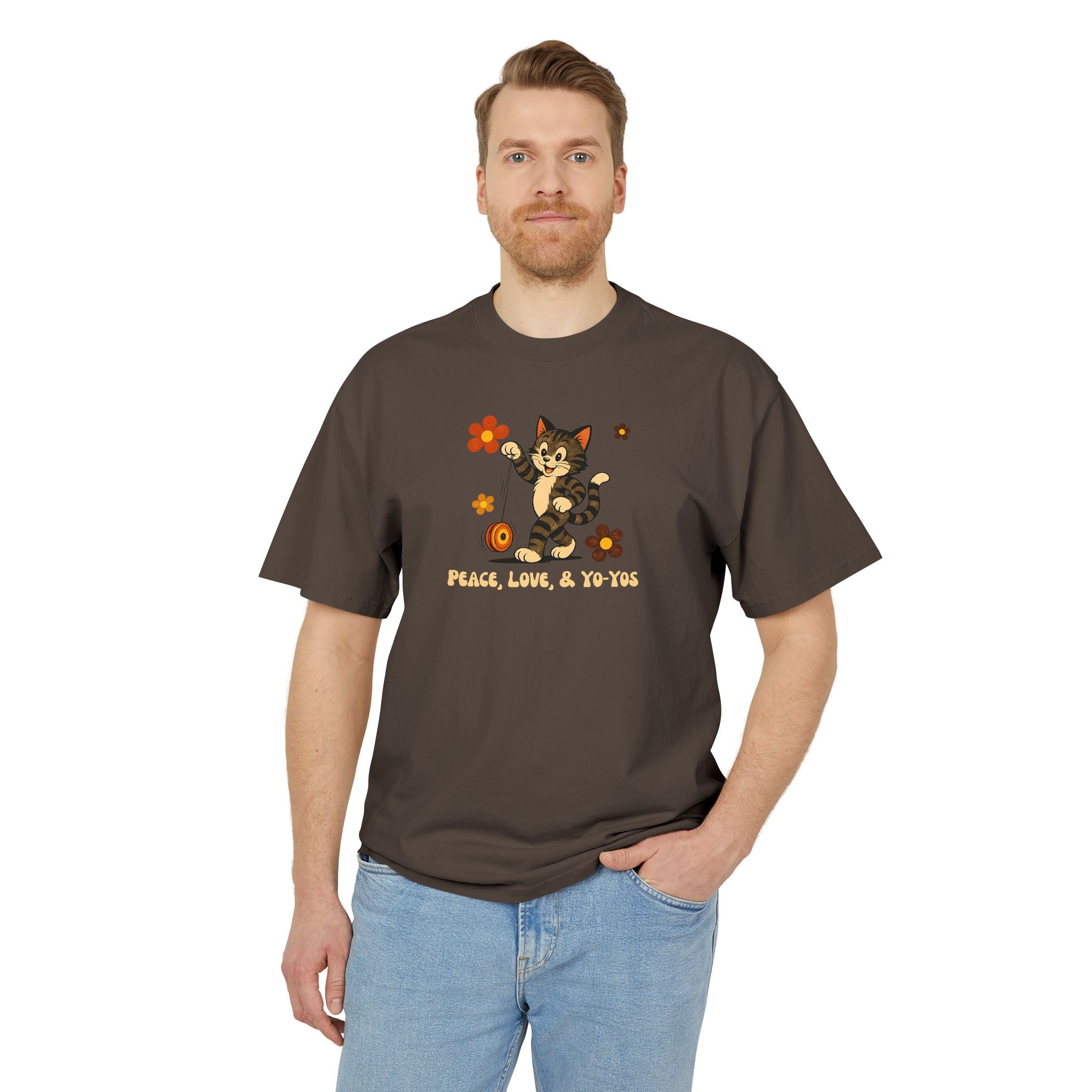 Peace, Love, & Yo-Yos Oversized Vintage Cat T-Shirt