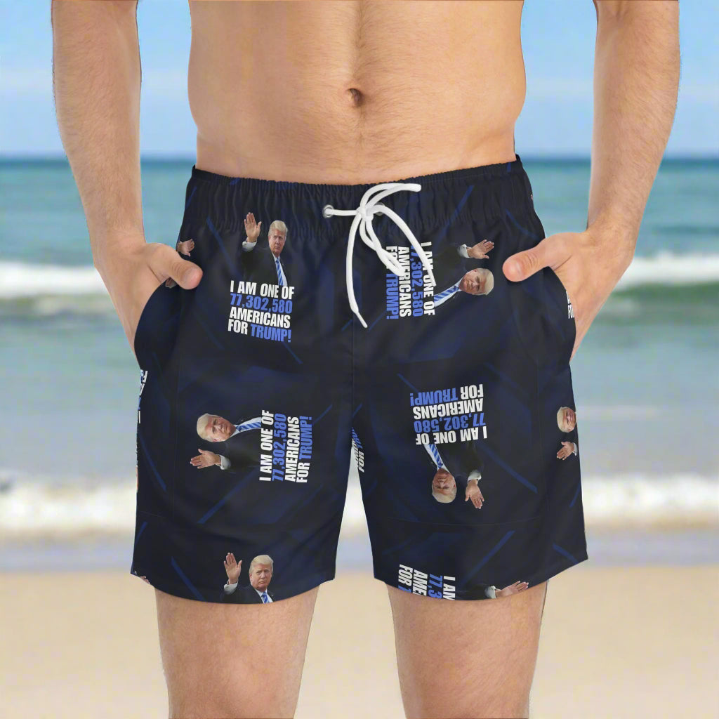 American for Donald Trump Swim Trunks - Fun Pool Wear for Supporters Printify