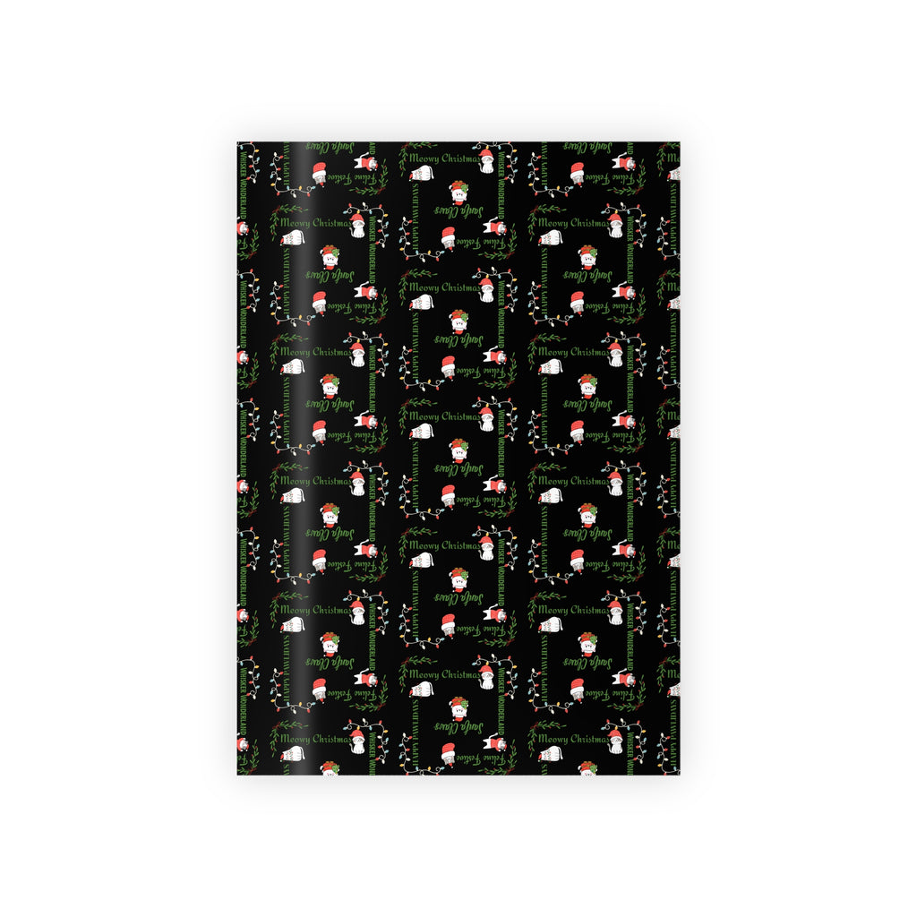 Cat Pun Christmas Gift Wrapping Paper Roll, Sleek Black Design