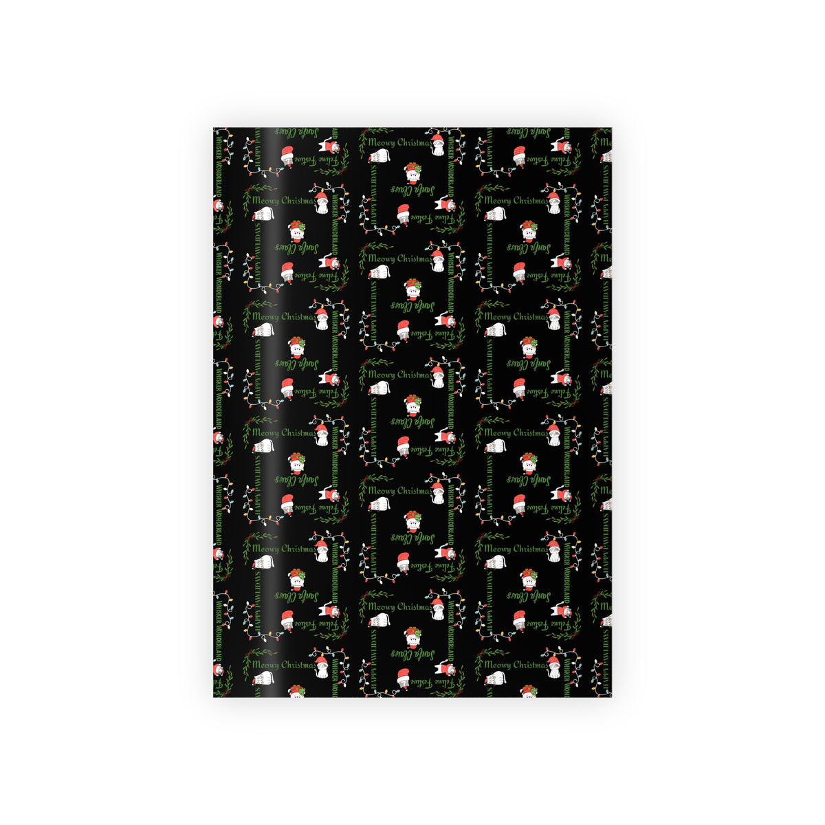 Cat Pun Christmas Gift Wrapping Paper Roll, Sleek Black Design
