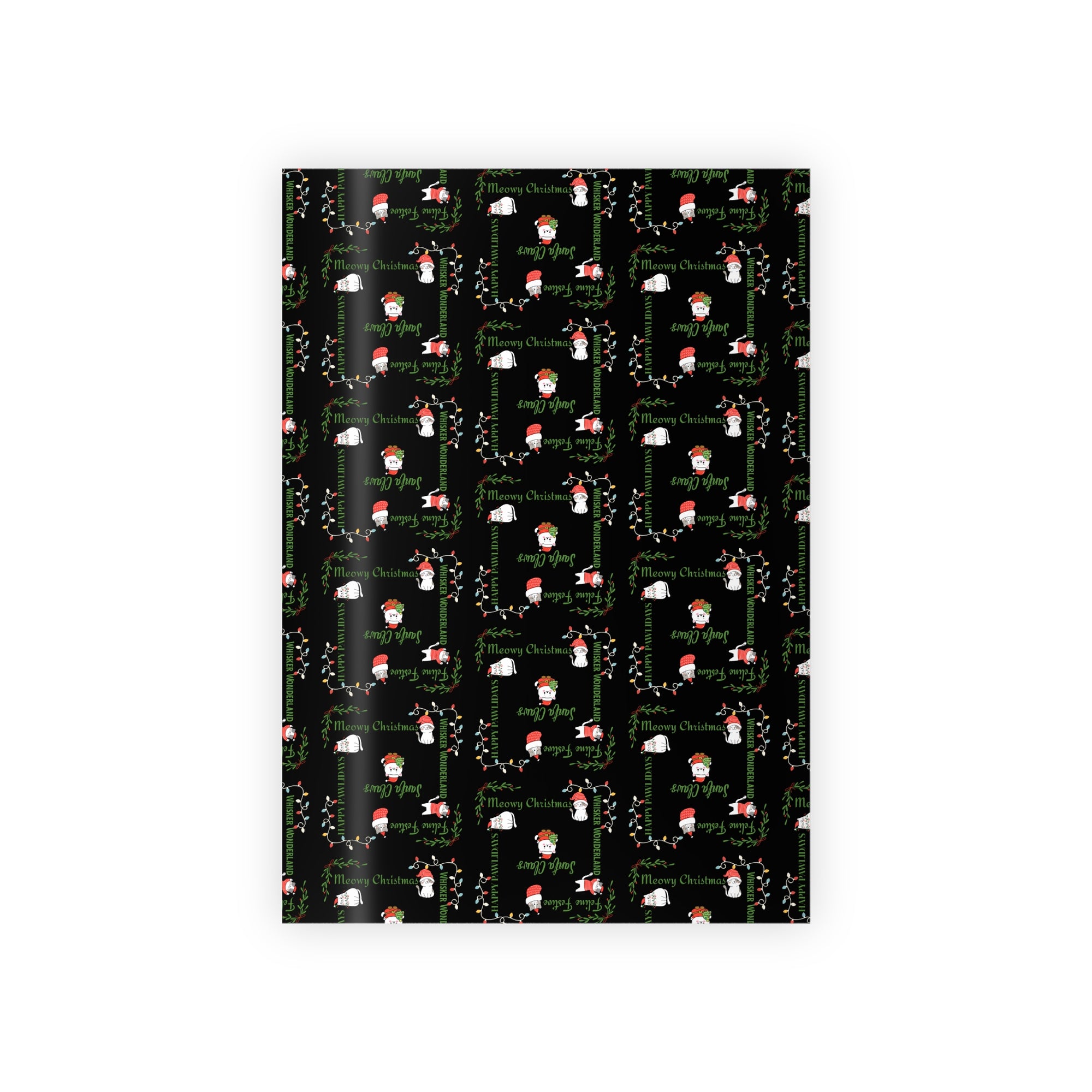 Cat Pun Christmas Gift Wrapping Paper Roll, Sleek Black Design
