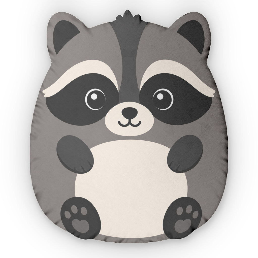 Stubby Woodland Raccoon Shaped Pillow | Kids Double-Sided Plush Cushion