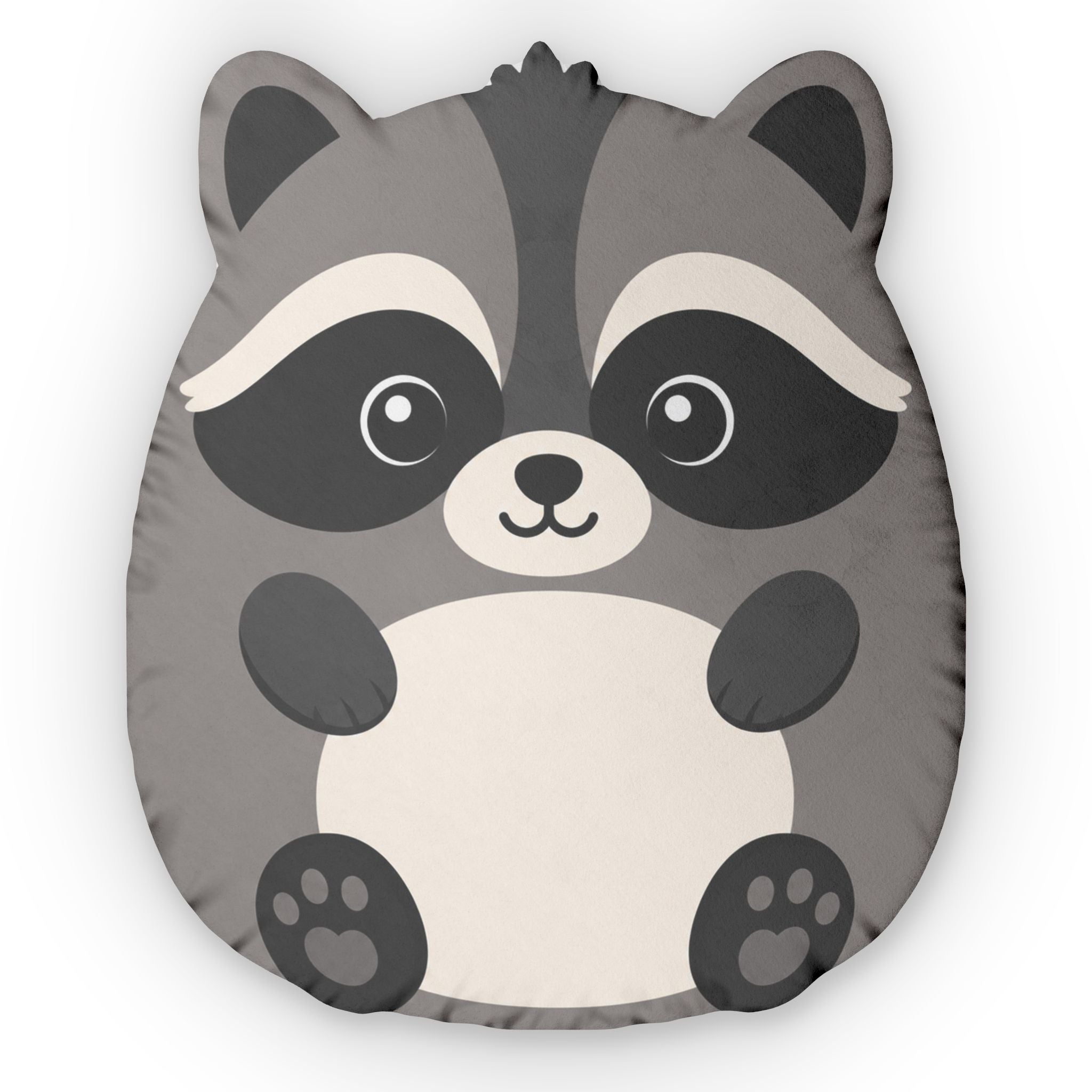 Stubby Woodland Raccoon Shaped Pillow | Kids Double-Sided Plush Cushion