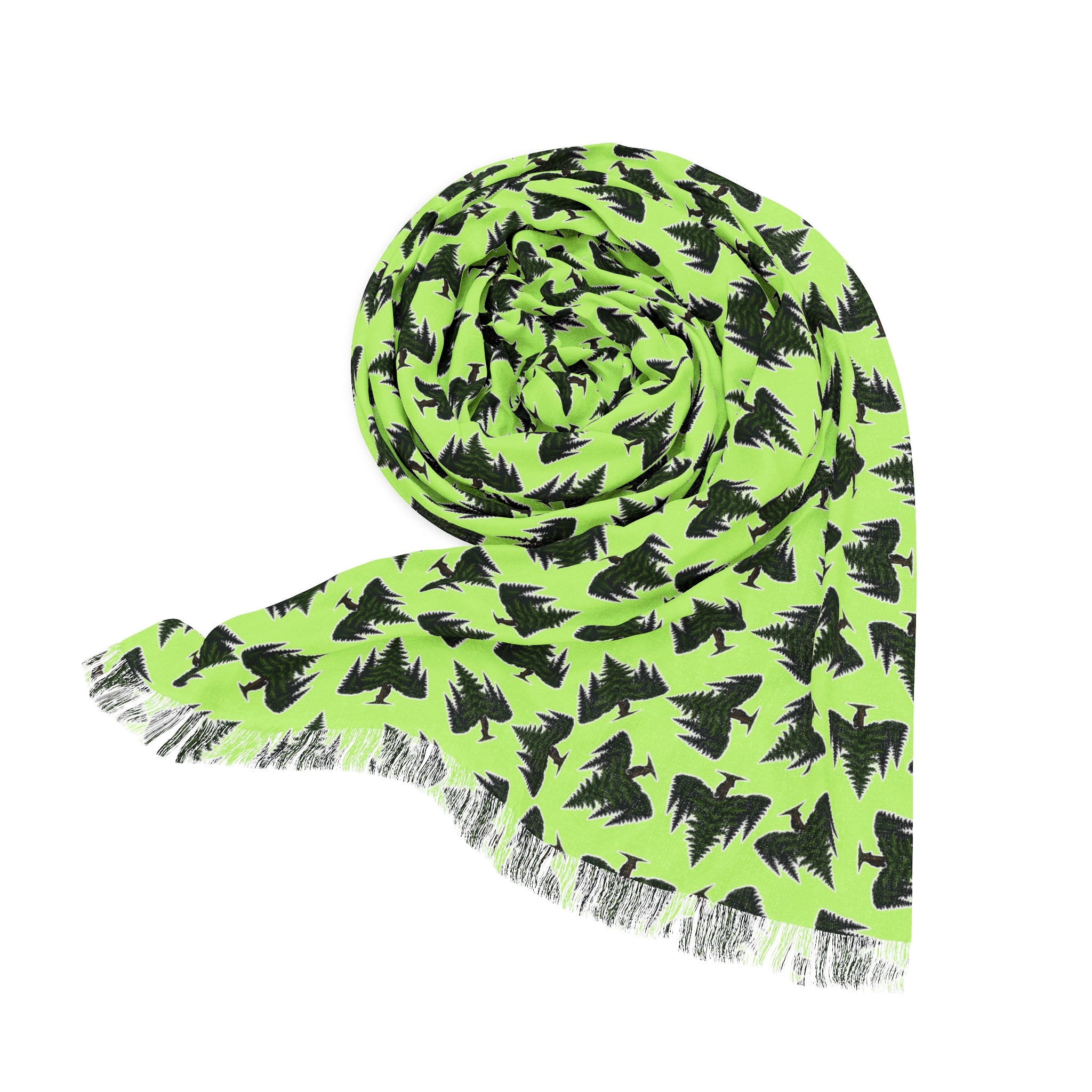 Bigfoot & Black Cat Hide-and-Seek Forest Scarf