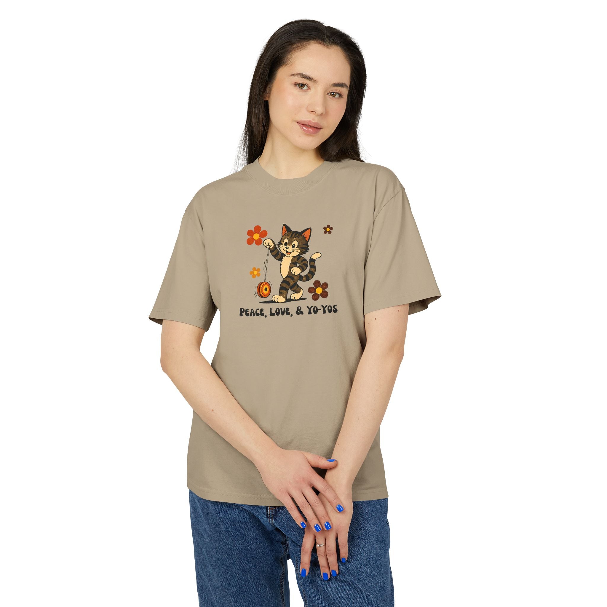 Peace, Love, & Yo-Yos Oversized Vintage Cat T-Shirt