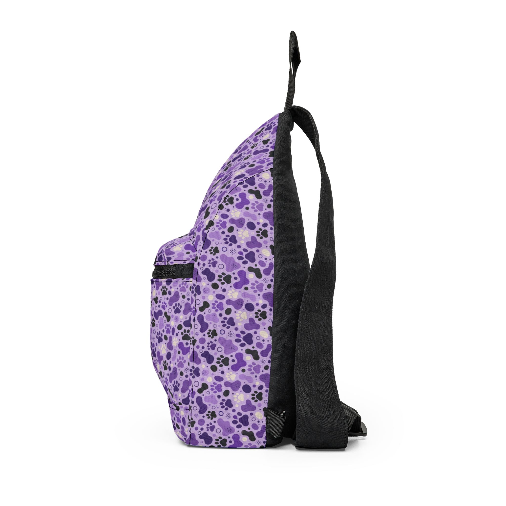 Purple Cat Paw Sling Bag | Abstract Paw Print Crossbody Backpack