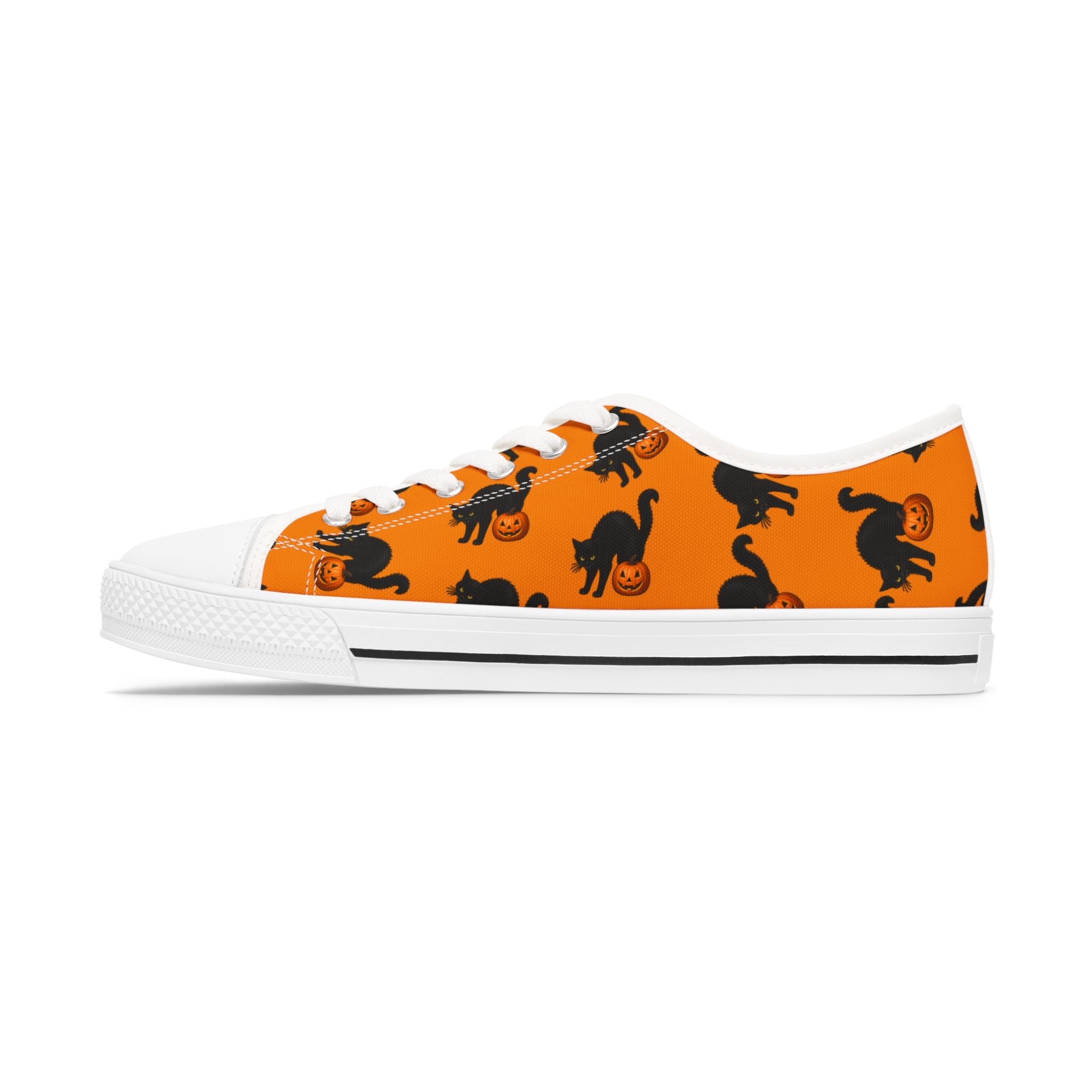 Halloween Black Cat Low-Top Canvas Sneakers