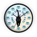 “Time to Feed the Cat!” Round Wall Clock – Black Frame, 10"