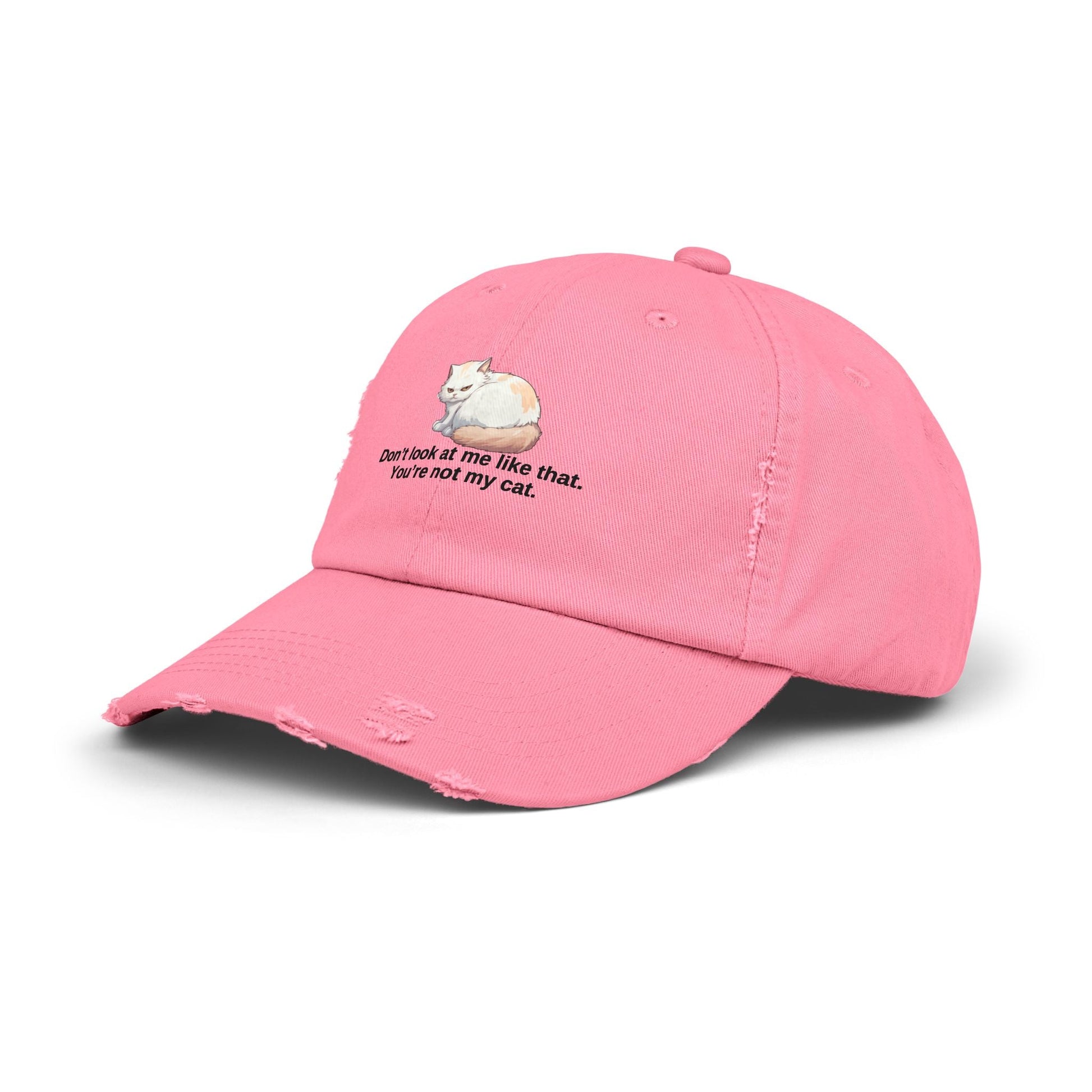 Funny Unisex Distressed Cat Cap - 'Don't Look at Me Like That' Printify