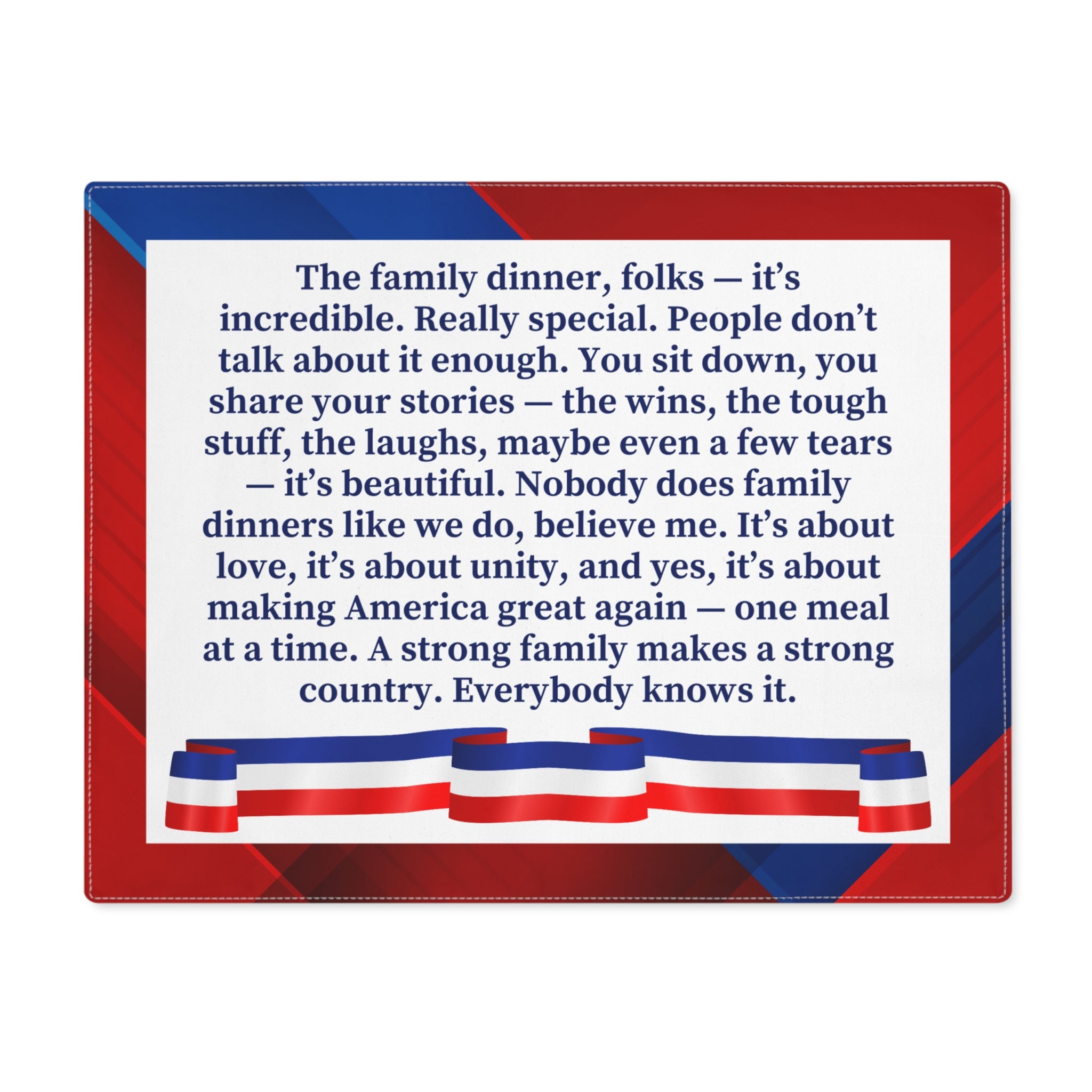 Make Family Dinners Great Again Parody Placemat – Political Satire Décor