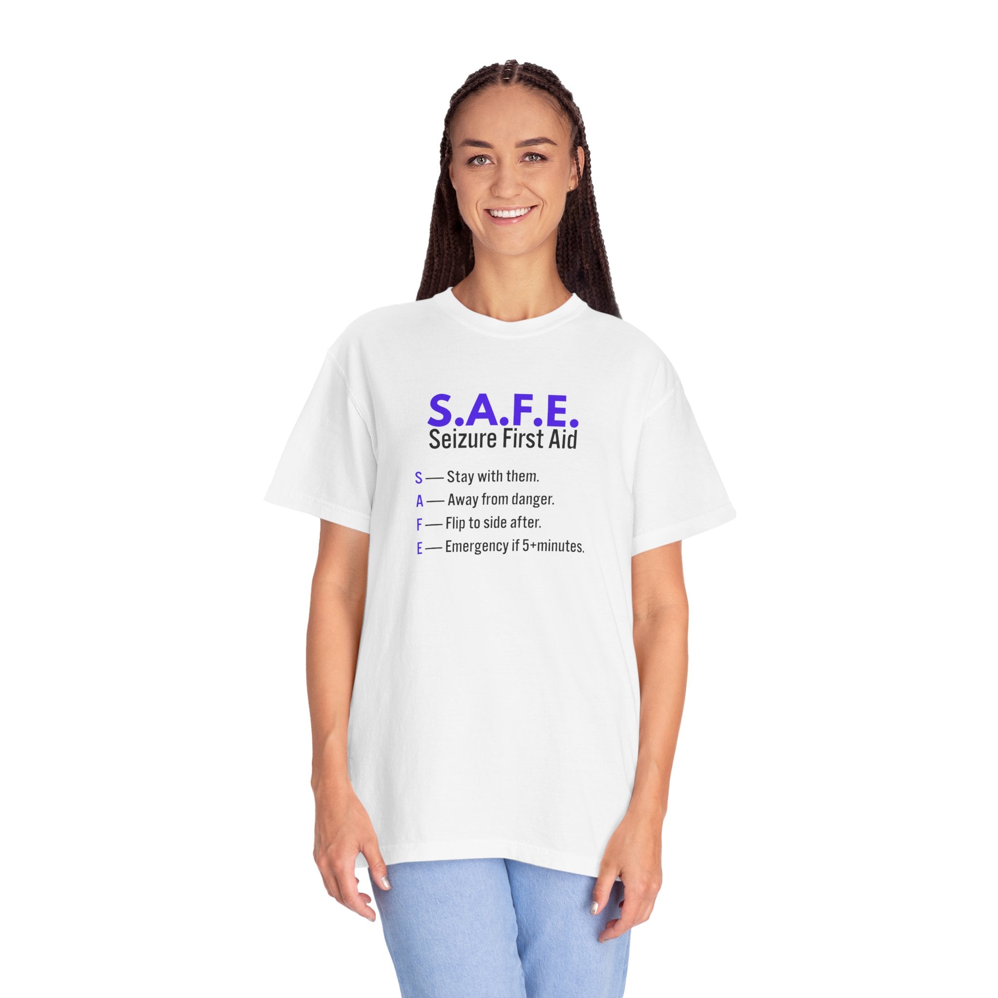 S.A.F.E. Seizure First Aid T-Shirt – Epilepsy Awareness Education Tee