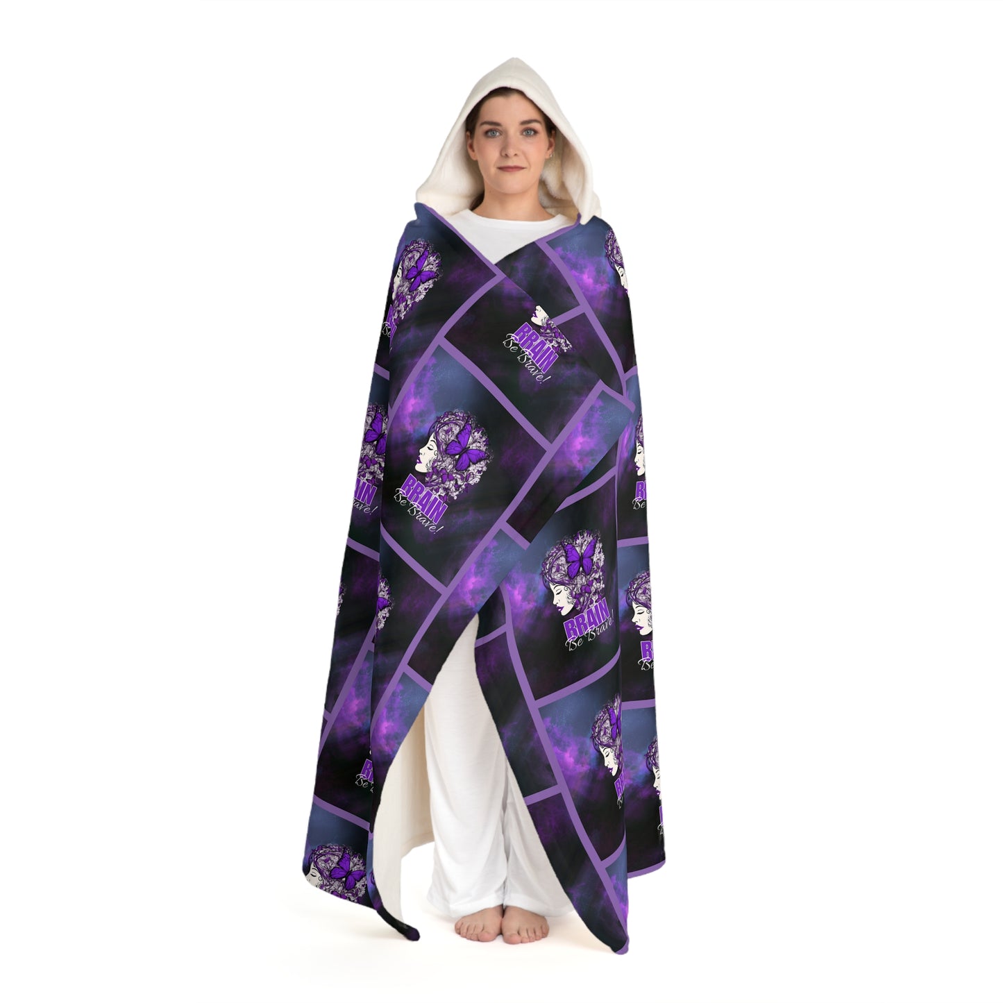 Brain Be Brave Epilepsy Awareness Hooded Sherpa Fleece Blanket