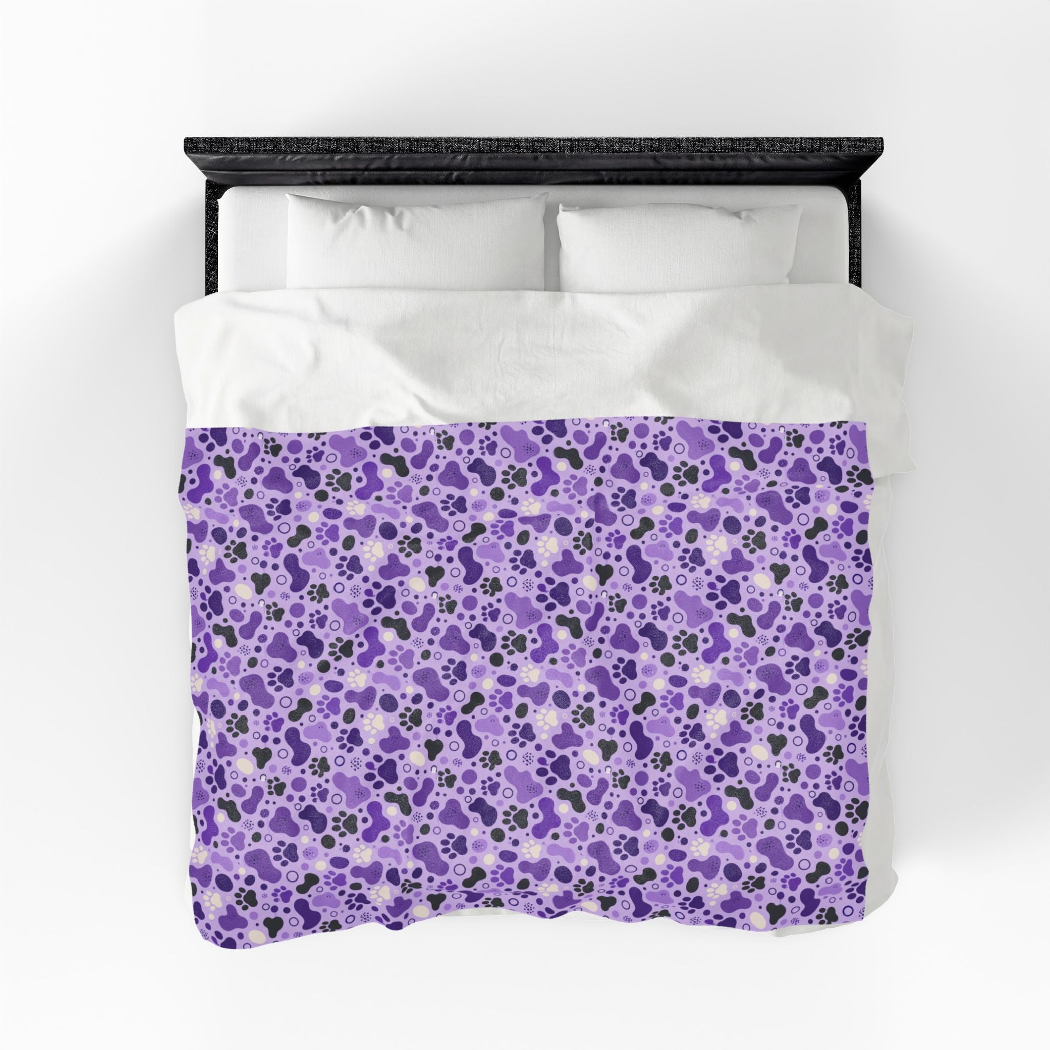 Purple Paw Print Plush Blanket | Cat & Dog Lover Cozy Throw Blanket