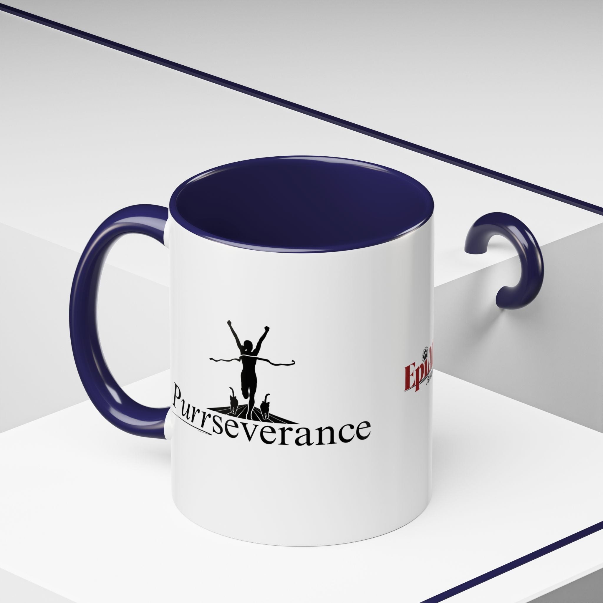 Photo depicting the ​Purrseverance Accent Coffee Mug (11, 15oz) from EpiAl's Shop.