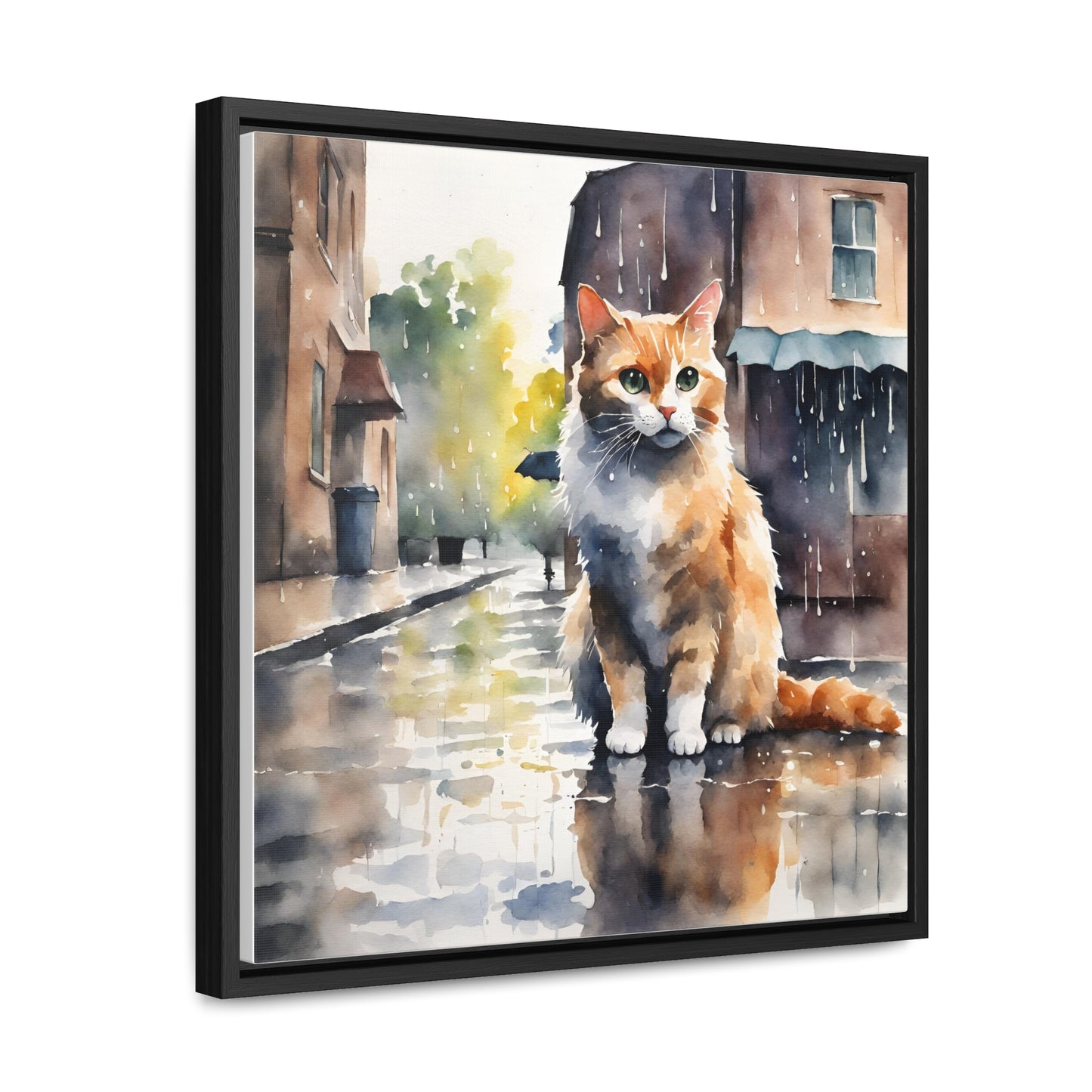 Watercolor Cat Gallery Canvas Wraps, Square Frame - Canvas - Epileptic Al’s Shop