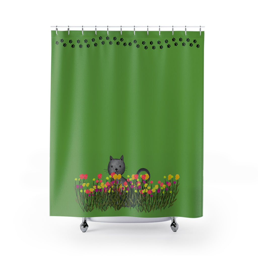 Garden Watch Cat Shower Curtain