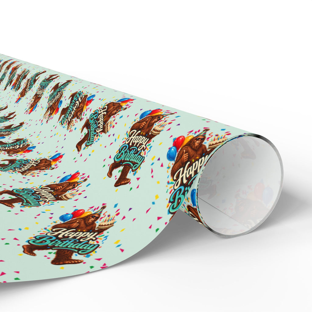 Happy Birthday Bigfoot Wrapping Paper | Sasquatch Birthday Gift Wrap