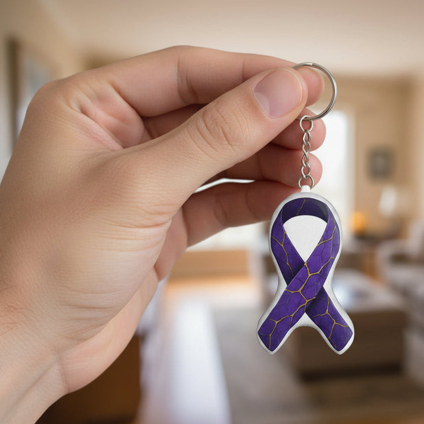 Epilepsy Awareness Purple Ribbon Plush Keychain – Soft Support Symbol