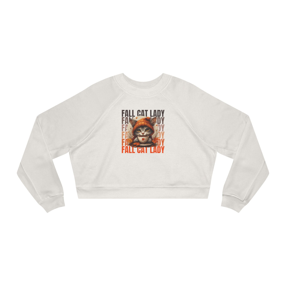 Fall Cat Lady Cropped Pullover | Cozy Women's Sweatshirt