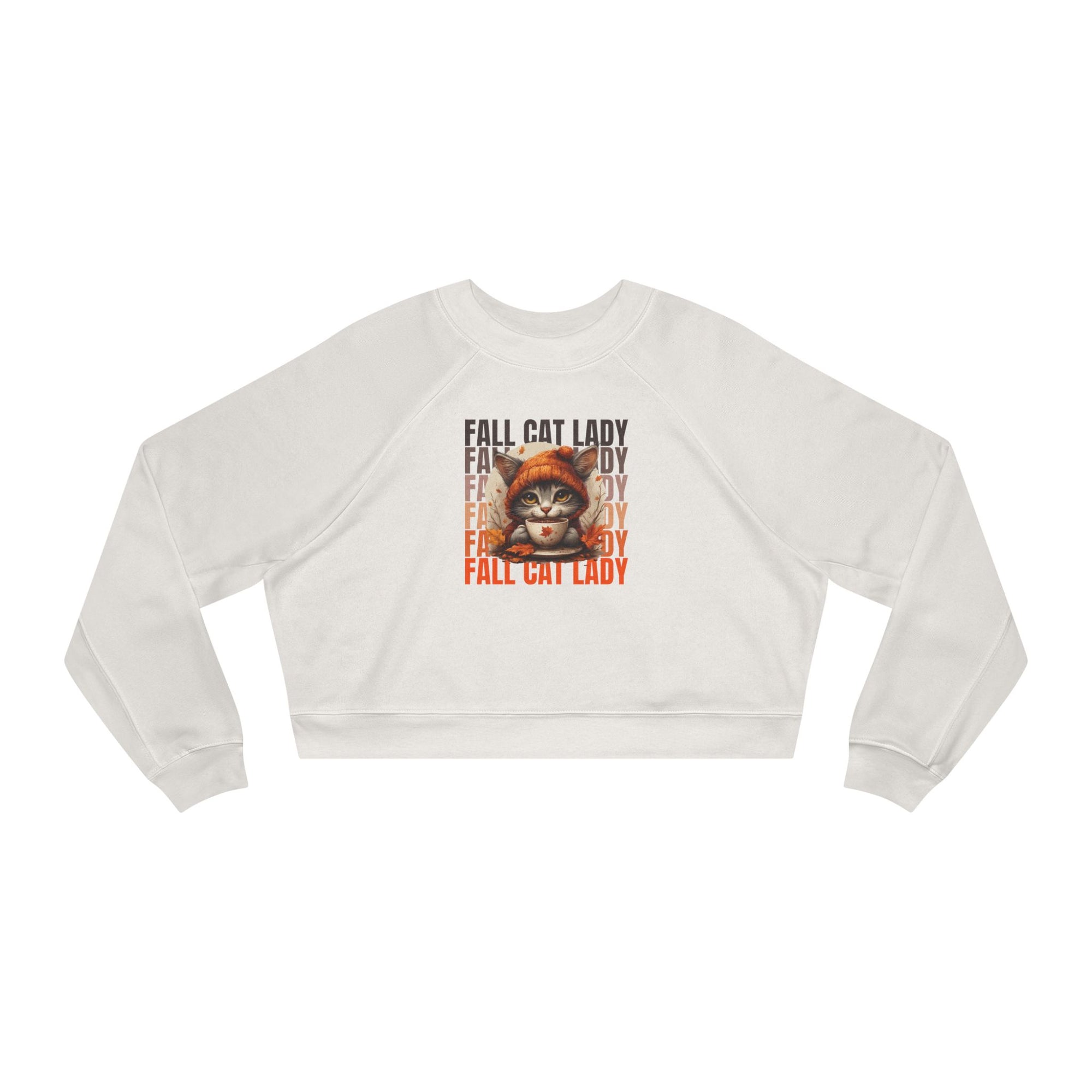 Fall Cat Lady Cropped Pullover | Cozy Women's Sweatshirt