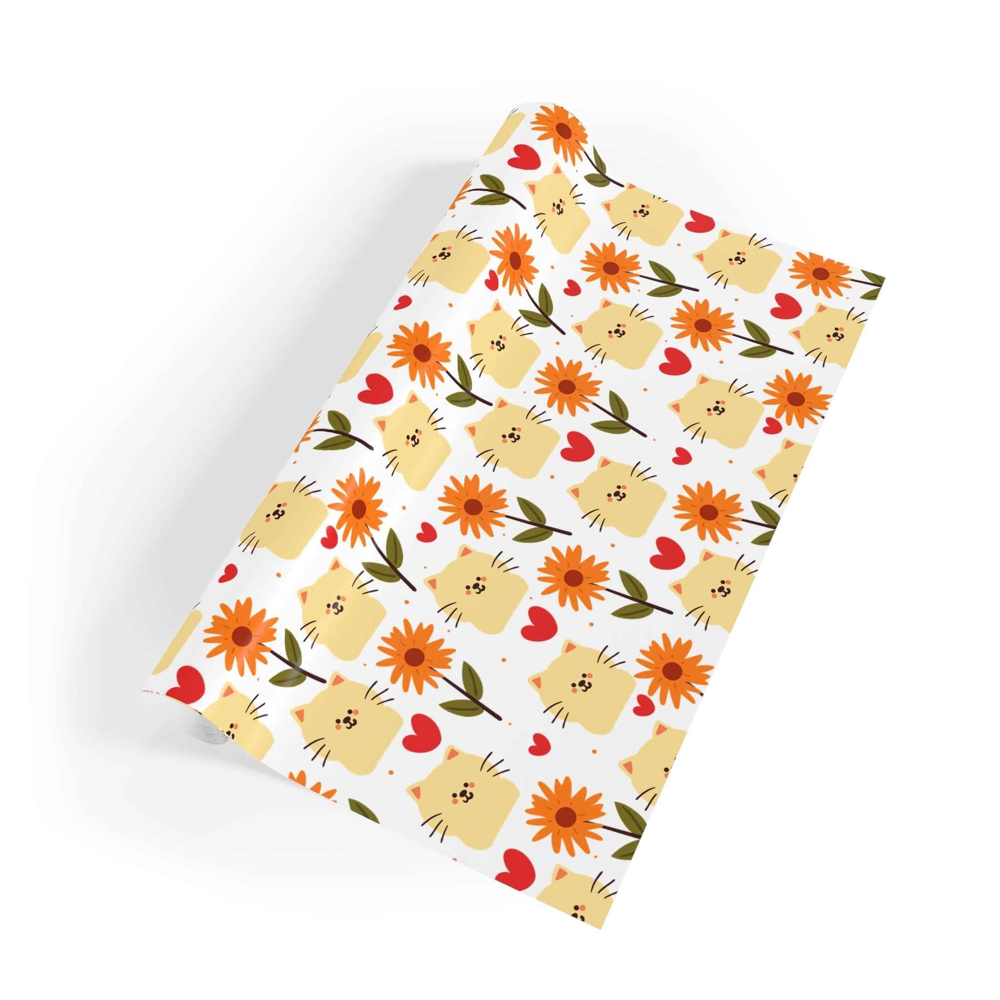 Flower Kitty Wrapping Paper – Cute Cat Gift Wrap