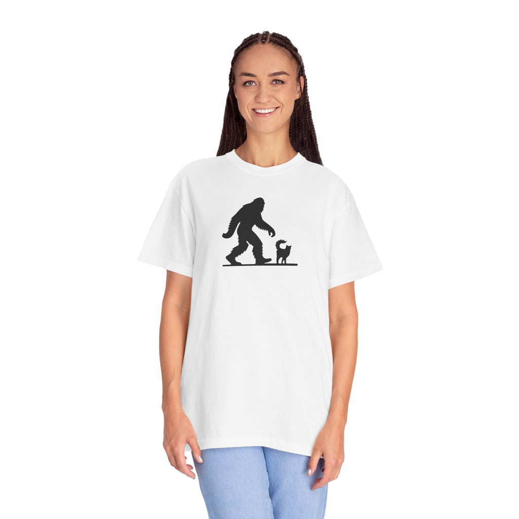 Bigfoot & Cat Unisex Garment-Dyed T-Shirt - Fun Casual Wear
