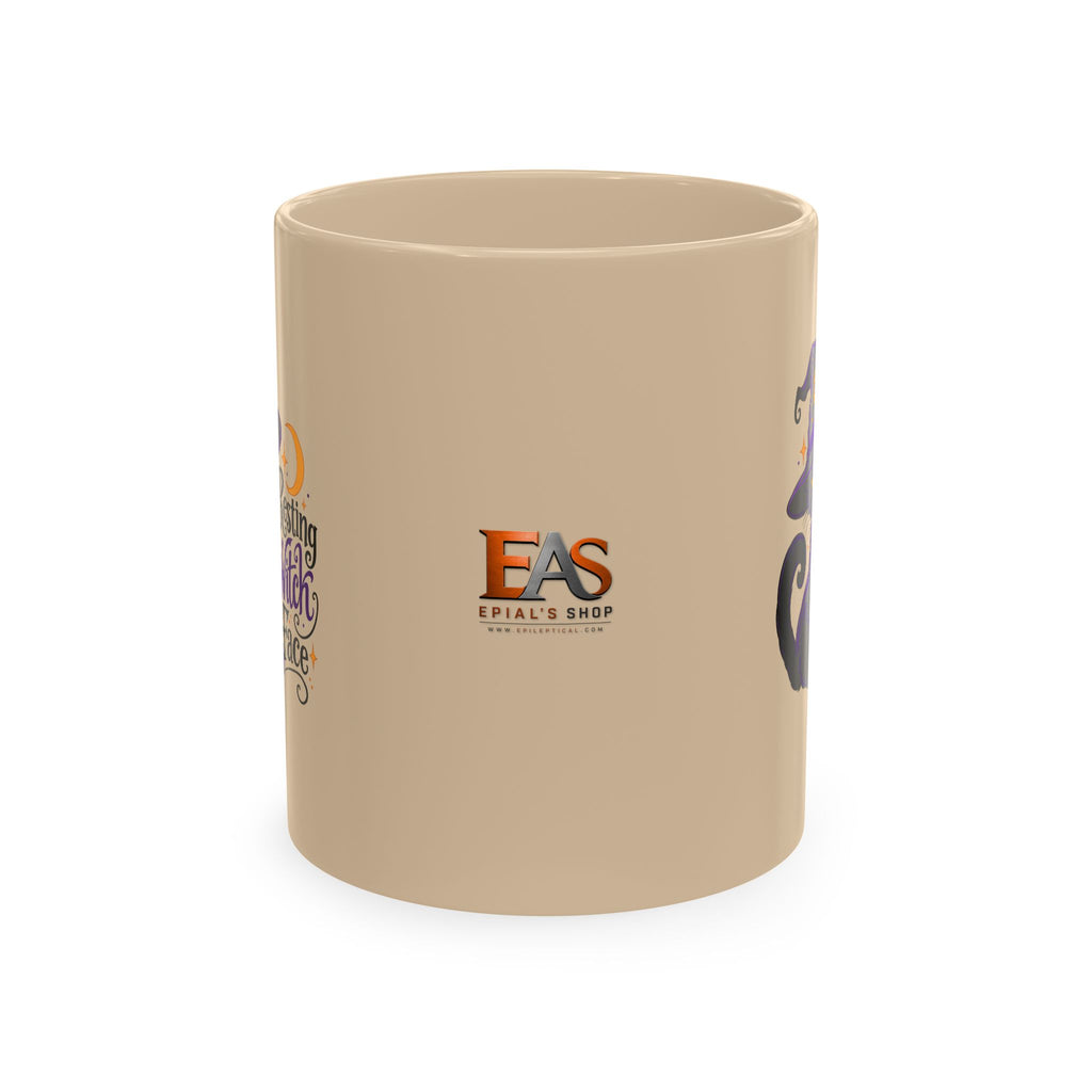 Resting Witch Face Cat Mug | 11 oz Halloween Coffee Mug