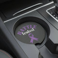 Battle Tested Epilepsy Awareness Soapstone Car Coaster – Purple Ribbon (Set of 1 or 2)