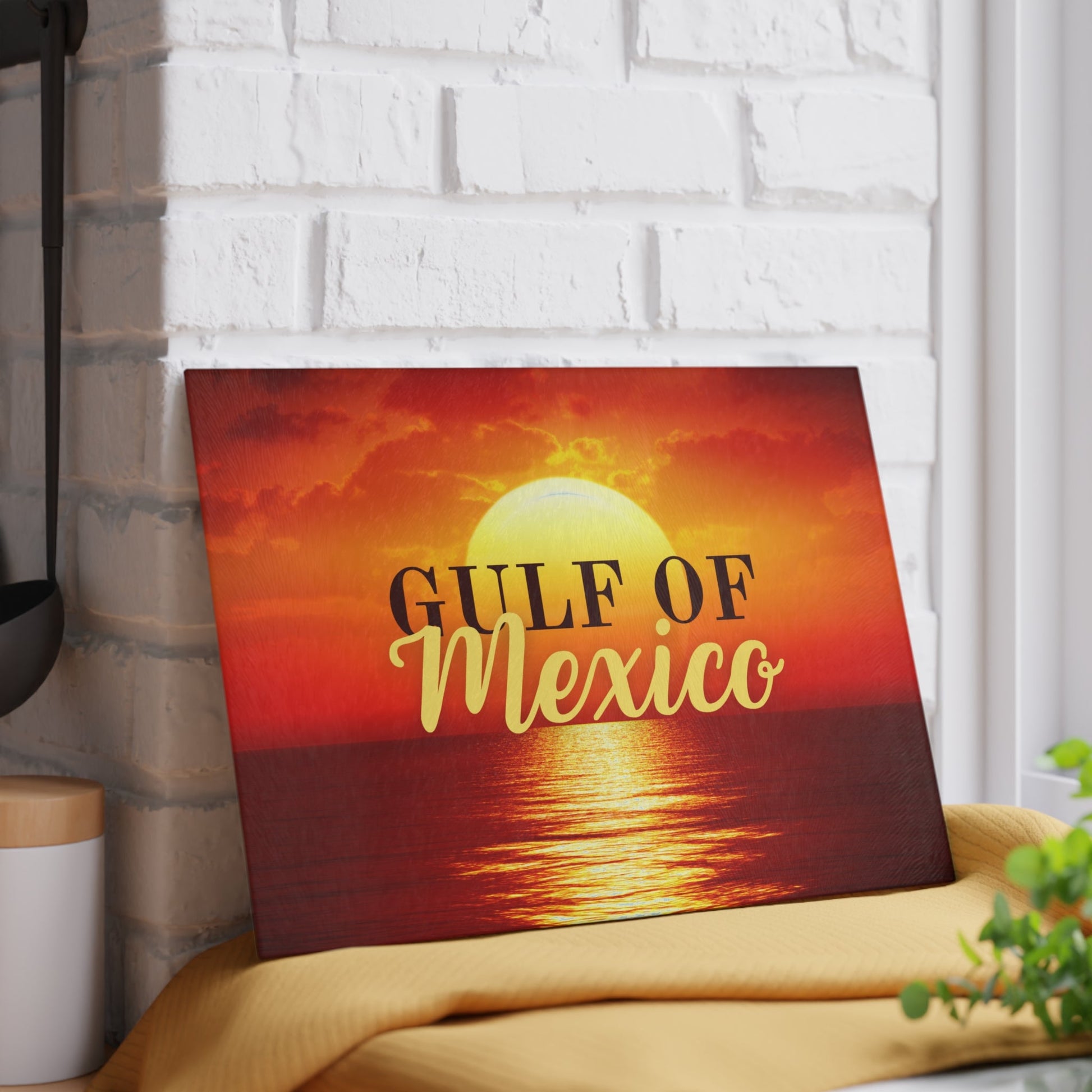 Gulf of Mexico Sunset Glass Cutting Board Printify