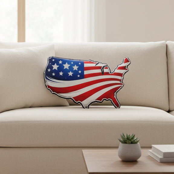 USA Shaped Flag Pillow