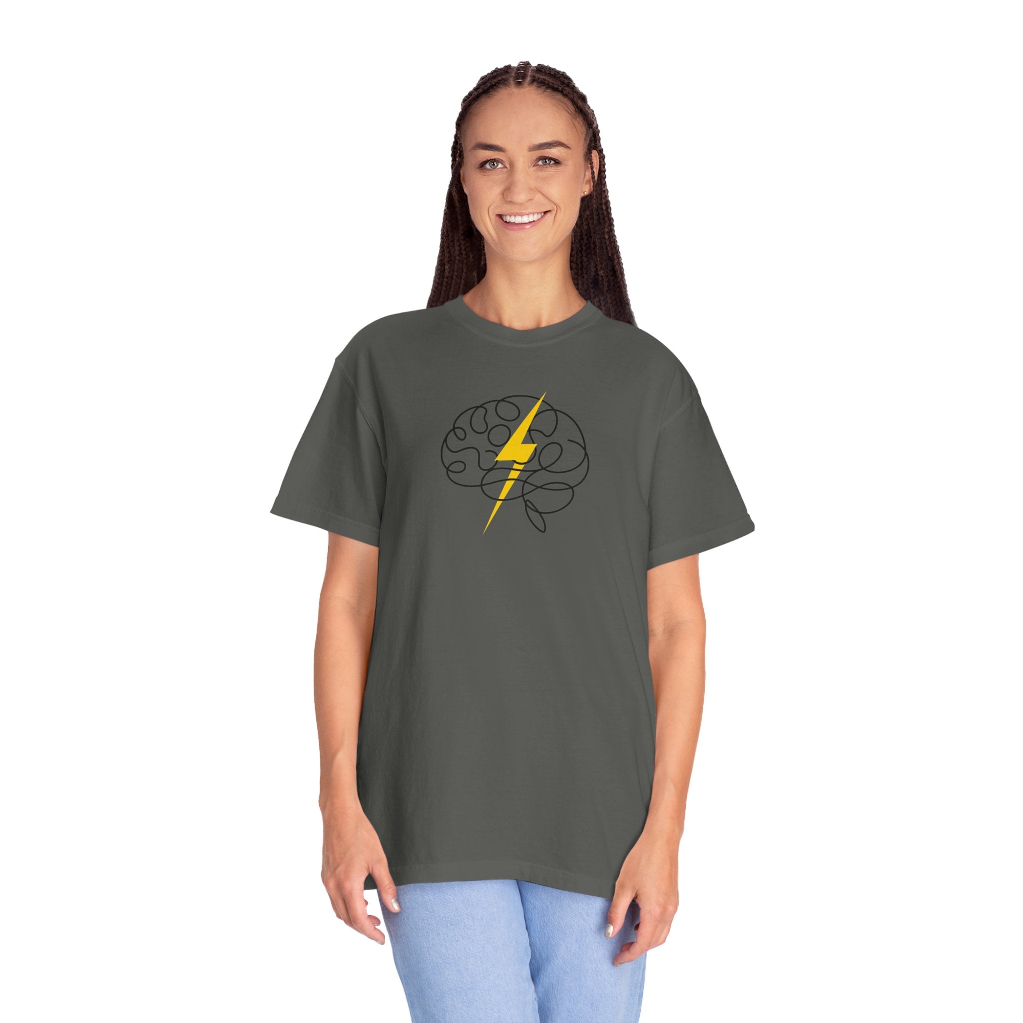 Electric Mind Brain Lightning Garment-Dyed T-Shirt