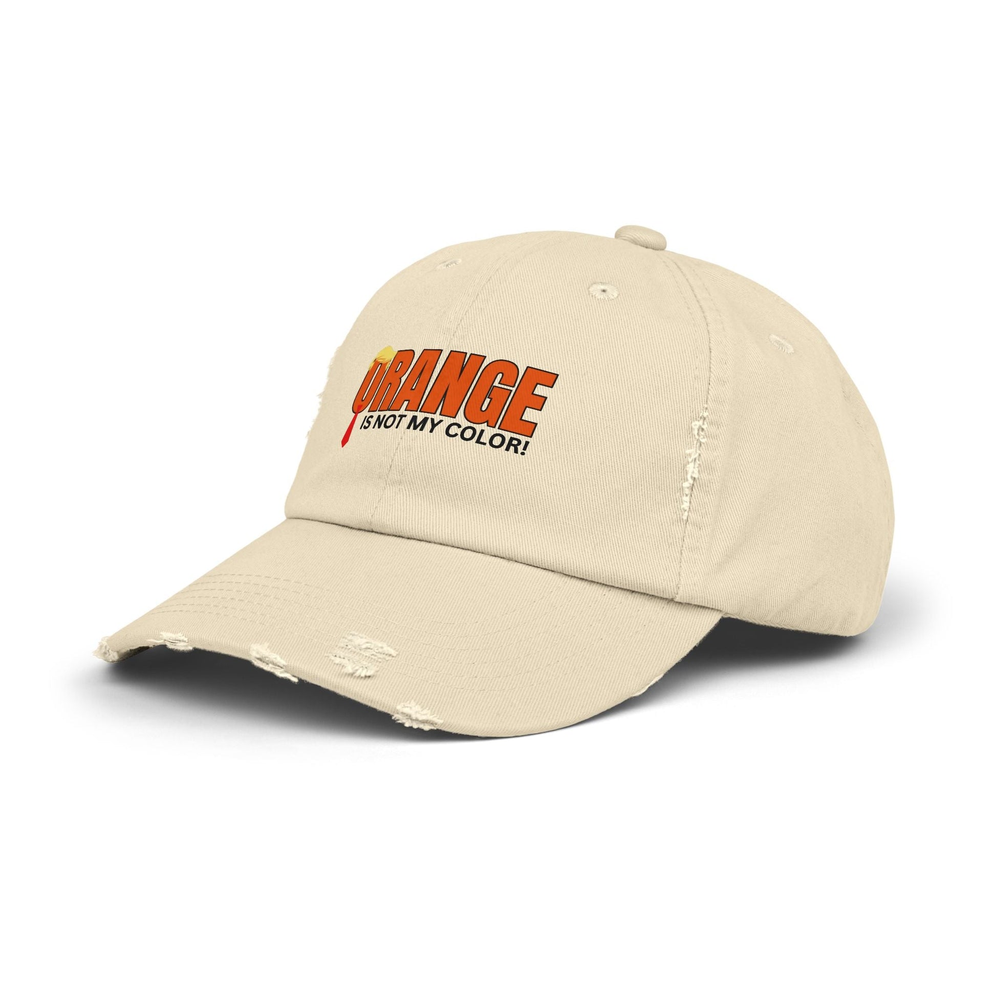 Orange is Not My Color Unisex Distressed Cap - Fun Statement Hat Printify
