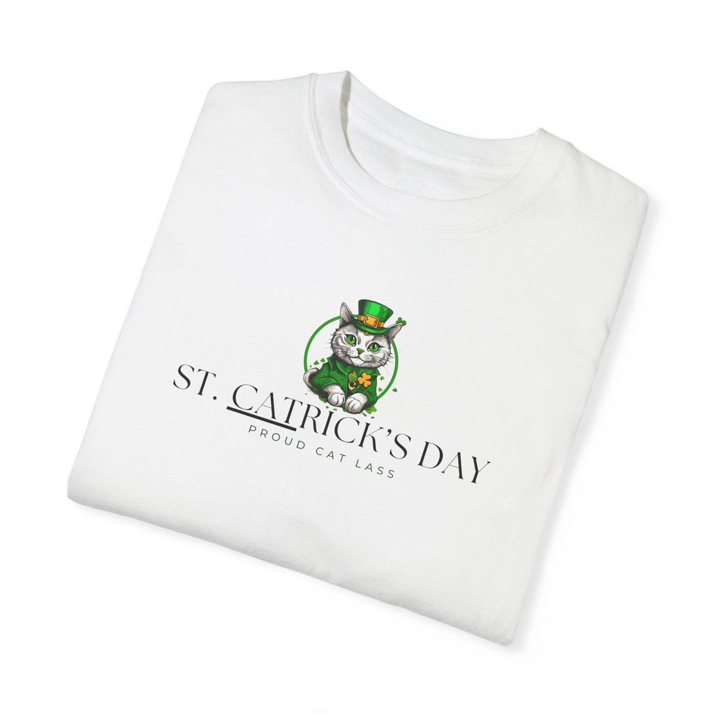 St. Patrick's Day Cat T-Shirt - Unisex Garment-Dyed Tee for Cat Lovers Printify