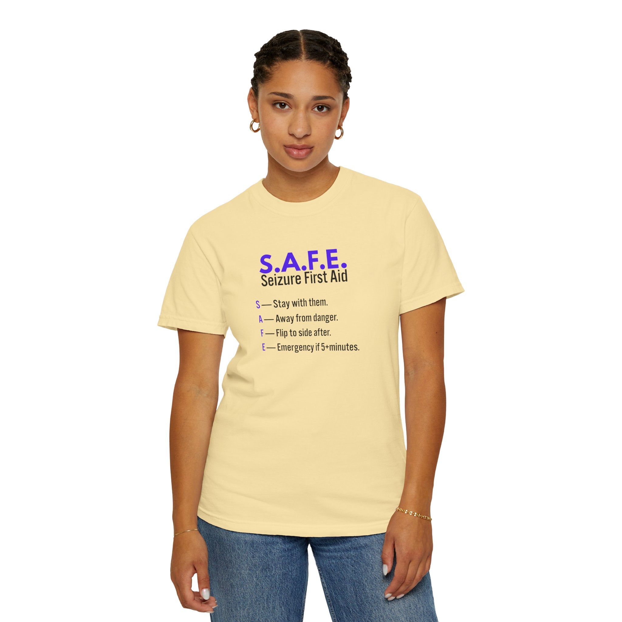 S.A.F.E. Seizure First Aid T-Shirt – Epilepsy Awareness Education Tee