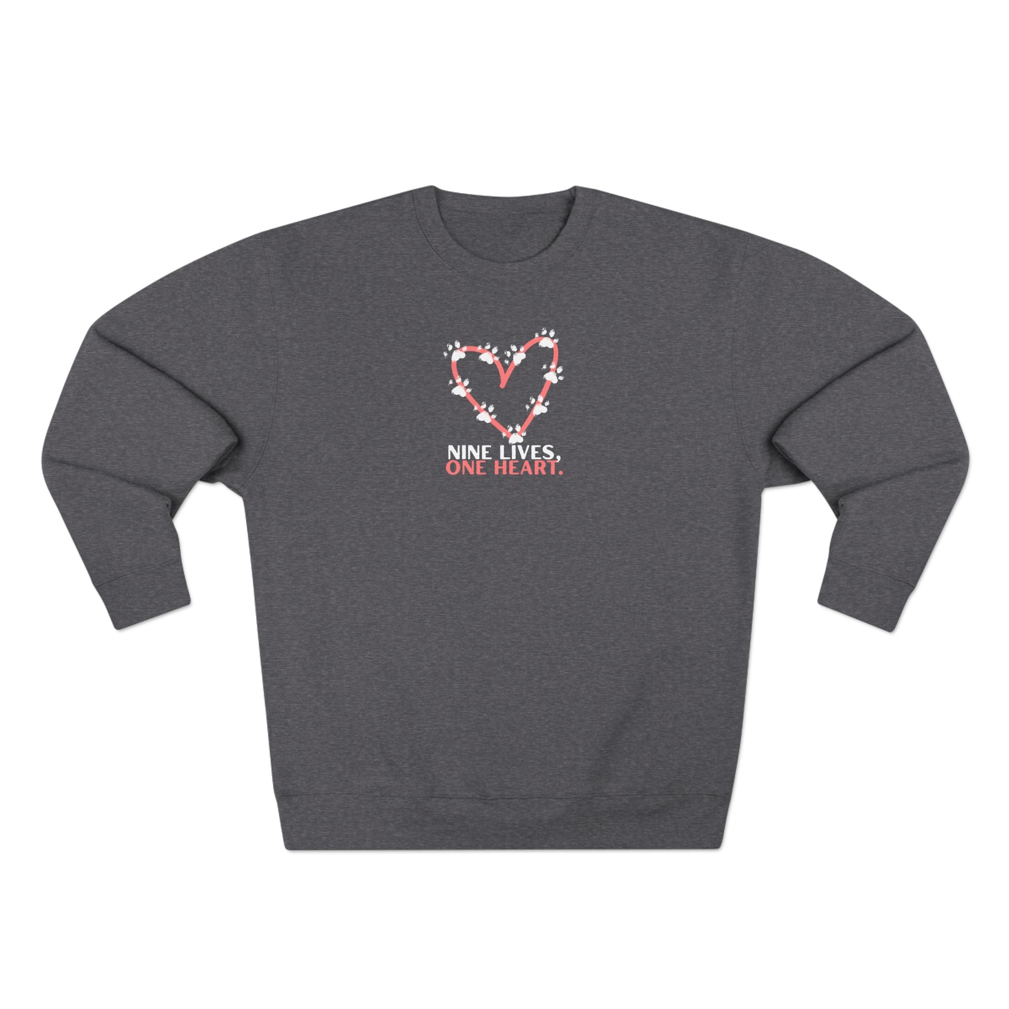 Nine Lives, One Heart – Cat Lover Sweatshirt
