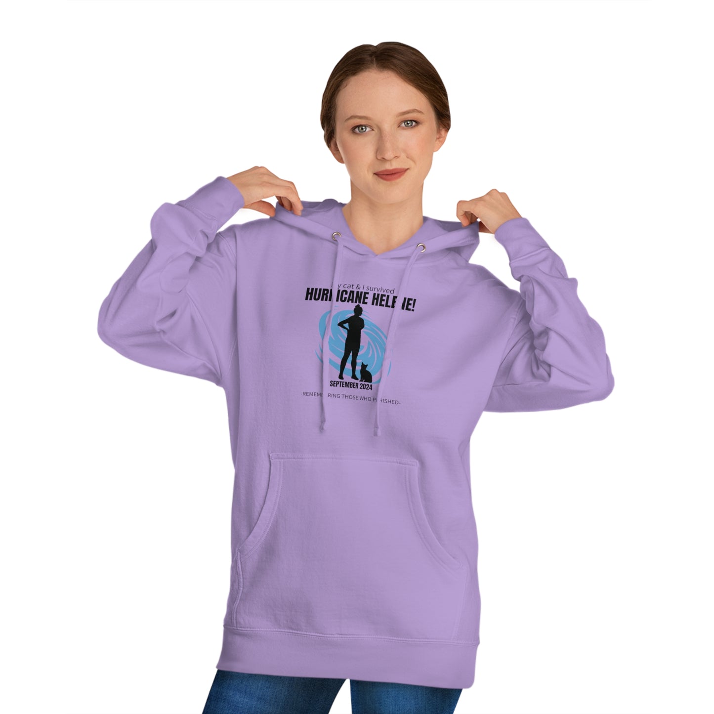 Hurricane Helene Cat Lady Survivor Hooded Sweatshirt