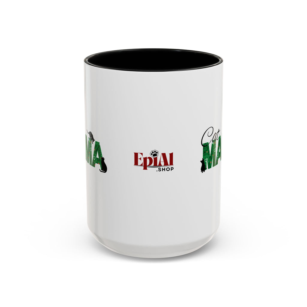Christmas Cat Mama Accent Coffee Mug (11, 15oz)