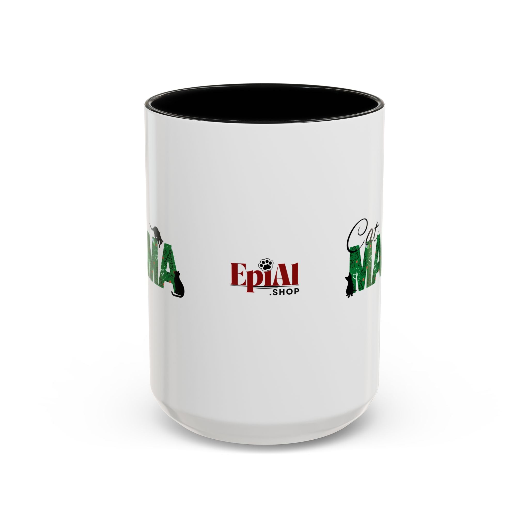 Photo depicting the ​Christmas Cat Mama Accent Coffee Mug (11, 15oz) from EpiAl's Shop.